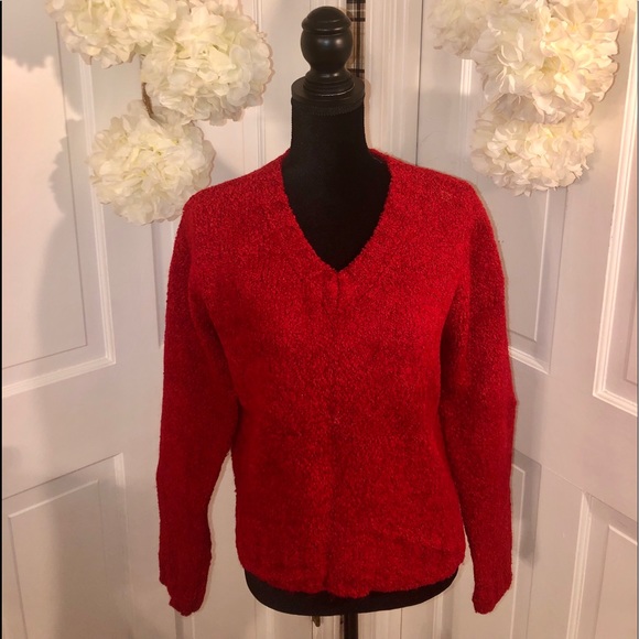 Express Tricot ❤️ RED V-Neckline Sweater - Picture 1 of 4